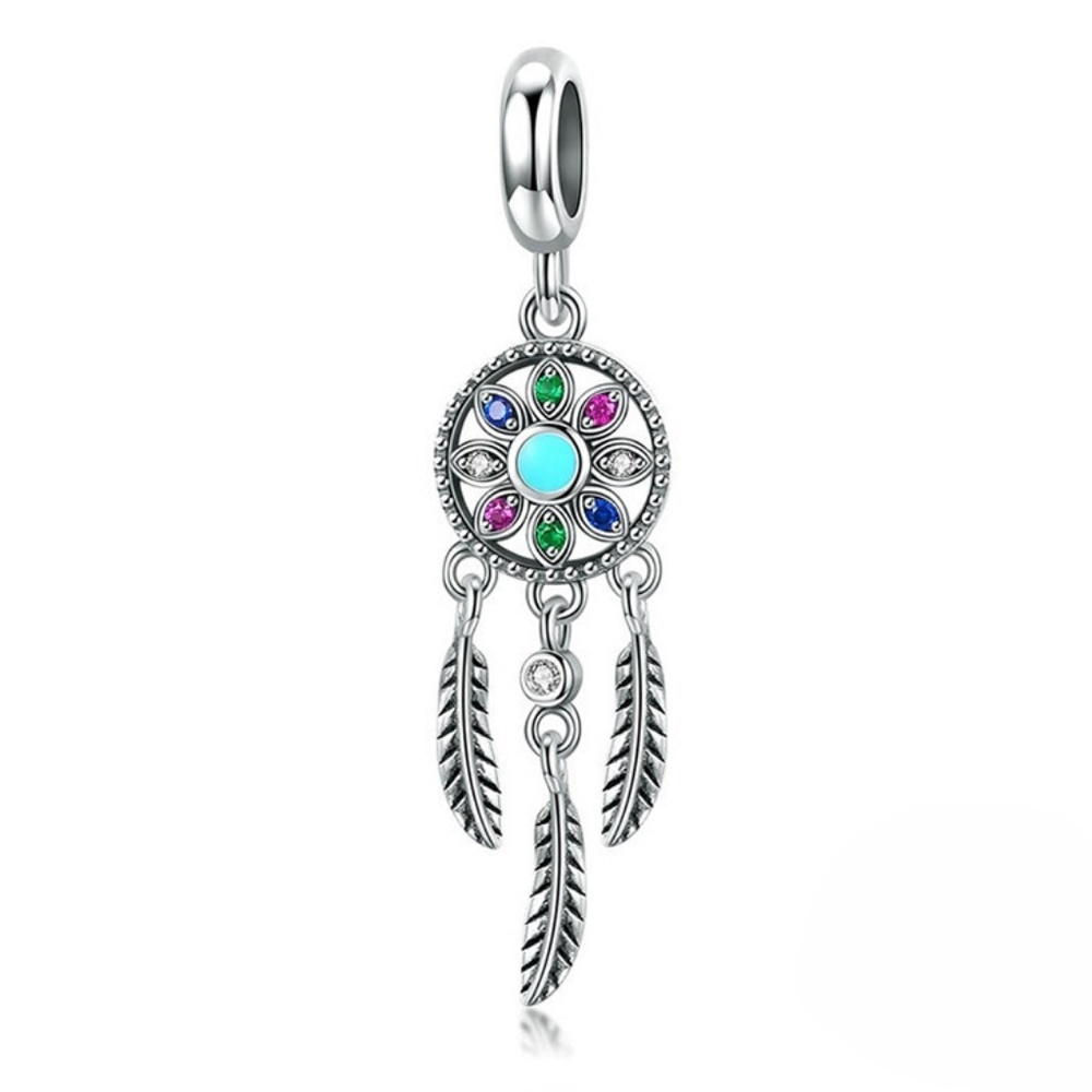925 Sterling Silver Crystal Dream Catcher Charm